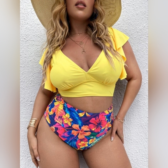 New, Tropical Hawaiian print swimsuit womens bathing suit XXL - Picture 4 of 8